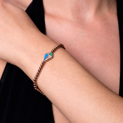 Cerf-volant | Or rose 18 carats | Émail | Bracelet à breloques en cristal